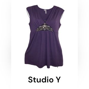 Y2K Style- Studio Y - Purple tank with bling